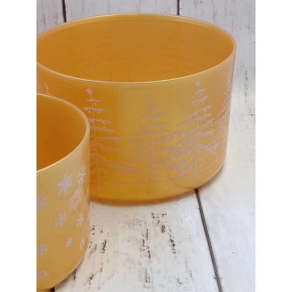 Vtg Tupperware Christmas Gold 3 Stacking Container Bowls Present Tree Snowflakes - Picture 3 of 5